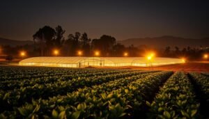 iluminação para agricultura noturna